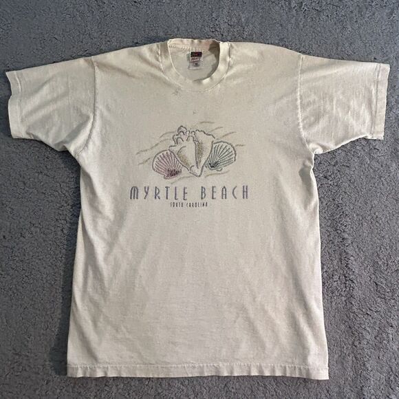 Vintage Fruit Of The Loom Myrtle Beach Mens Size XL Single Stitch Yellow - Picture 1 of 16